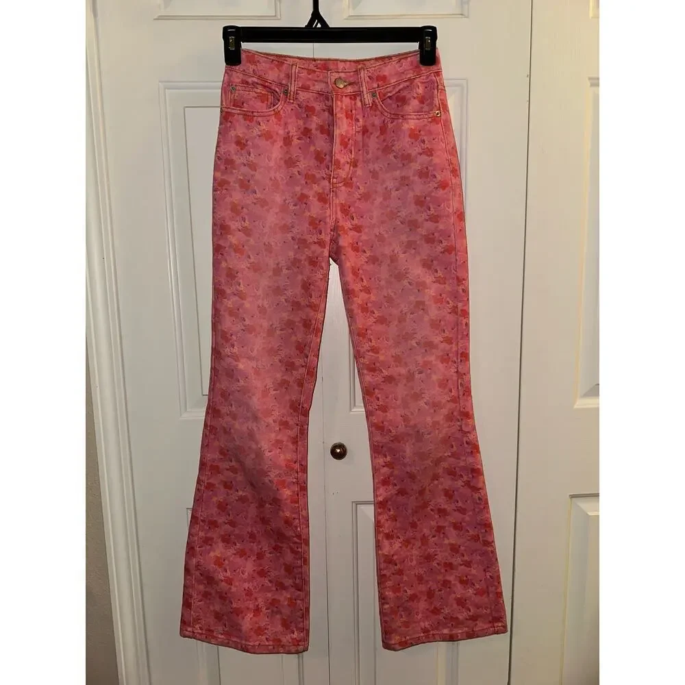 BDG High Rise Flare Floral Jeans 25 - Picture 2 of 5